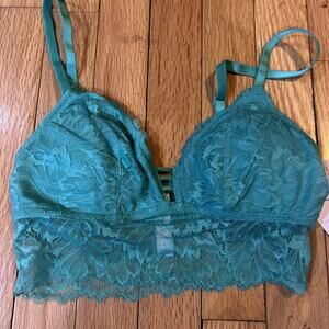 Auden Women's Green Lace Lightly Lined Longline Lace Bralette Size XS